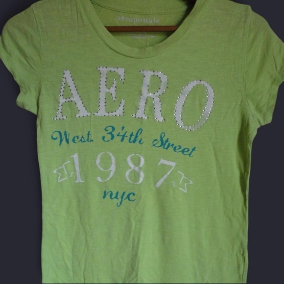 SOLD! Aeropostale AERO Lime Green Graphic Tee T Shirt - Picture 2 of 3